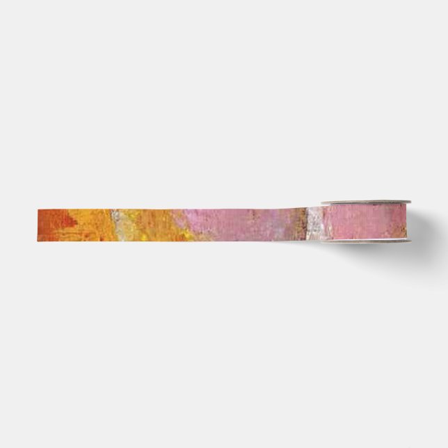Paul Klee Senecio Painting Pink Yellow Orange Grosgrain Ribbon (Front)