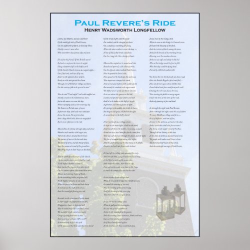 Paul Reveres Midnight Ride by Longfellow Poster