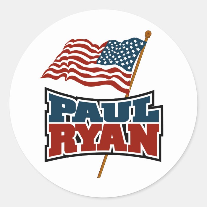 Paul Ryan American Flag Round Stickers