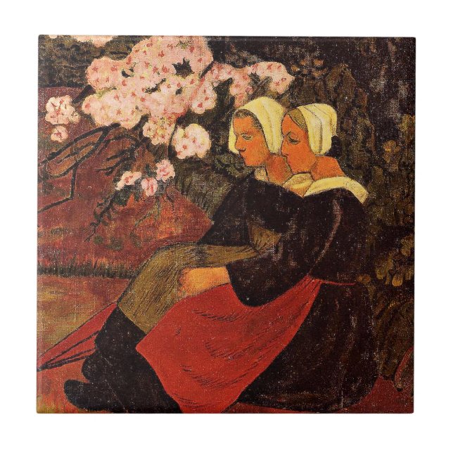 Paul Serusier, Two Breton Women, Ceramic Tile (Front)