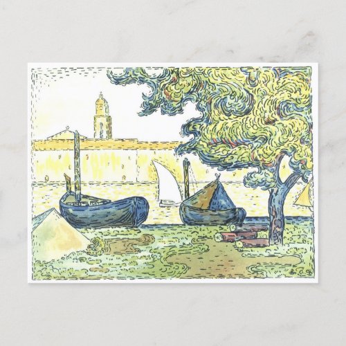 Paul Signac Boat Painting 1894 Postcard
