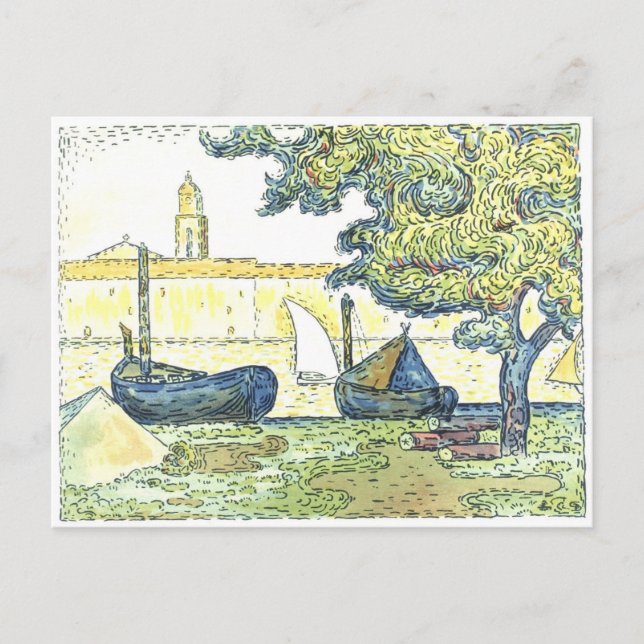 Paul Signac Boat Painting 1894 Postcard (Front)