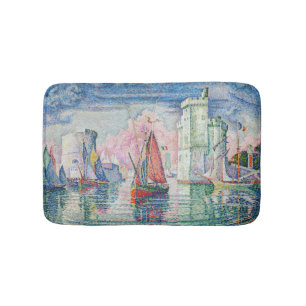 Paul Signac - Entrance of La Rochelle Harbor Bath Mat