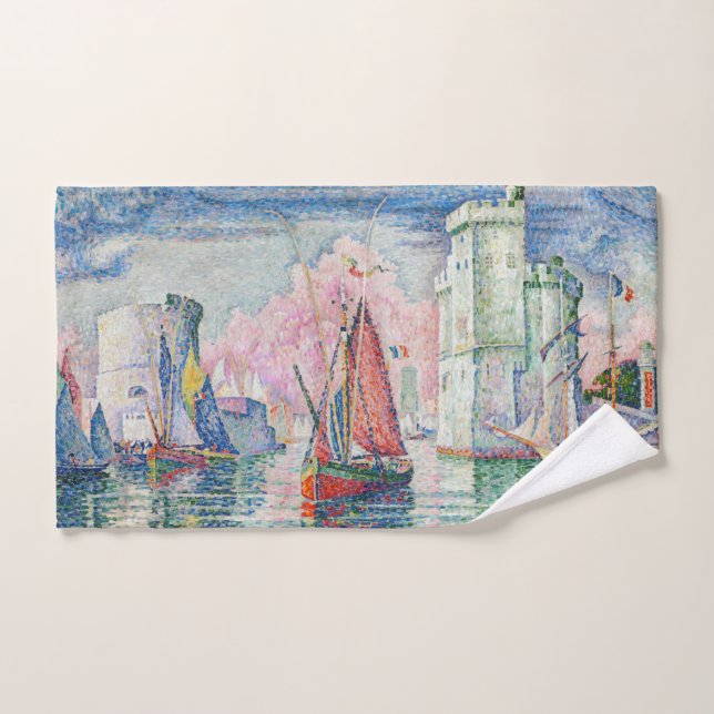 Paul Signac - Entrance of La Rochelle Harbor Bath Towel Set (Hand Towel)