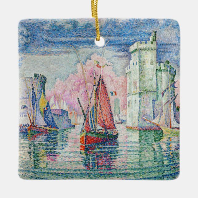 Paul Signac - Entrance of La Rochelle Harbor Ceramic Ornament (Front)
