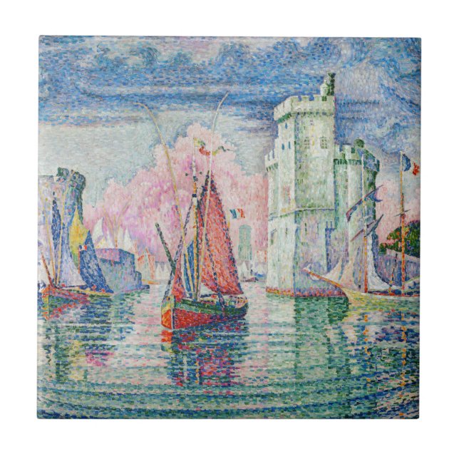 Paul Signac - Entrance of La Rochelle Harbor Ceramic Tile (Front)