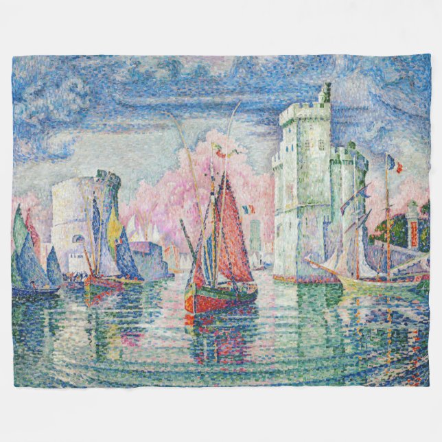 Paul Signac - Entrance of La Rochelle Harbor Fleece Blanket (Front (Horizontal))