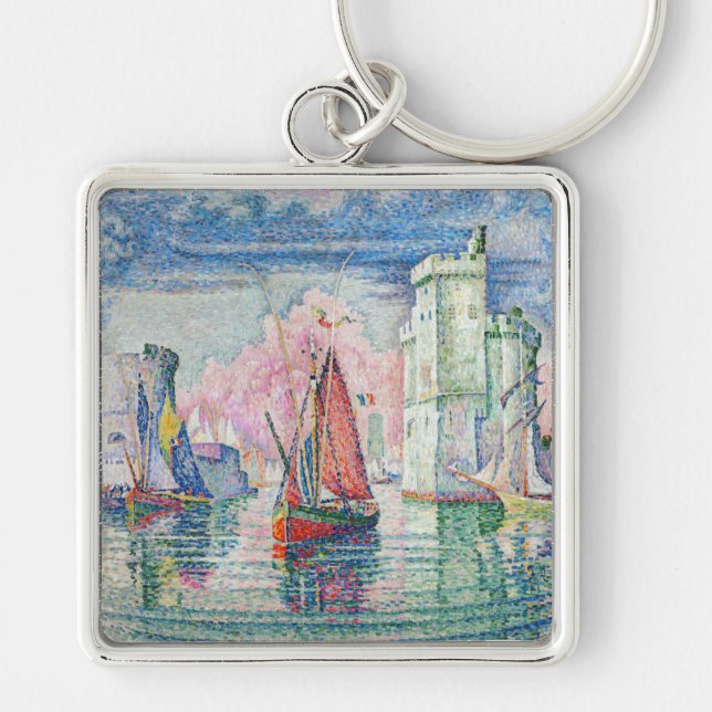 Paul Signac - Entrance of La Rochelle Harbor Keychain (Front)