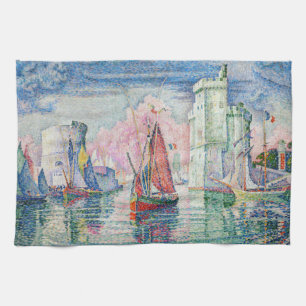 Paul Signac - Entrance of La Rochelle Harbor Kitchen Towel