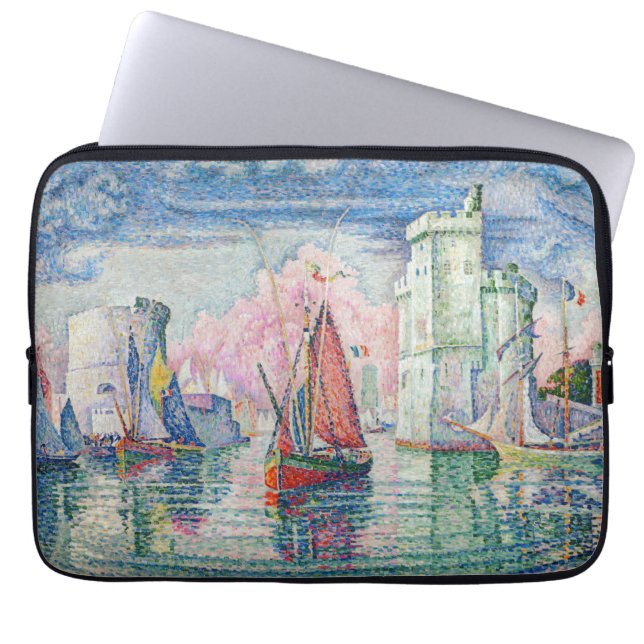 Paul Signac - Entrance of La Rochelle Harbor Laptop Sleeve (Front)