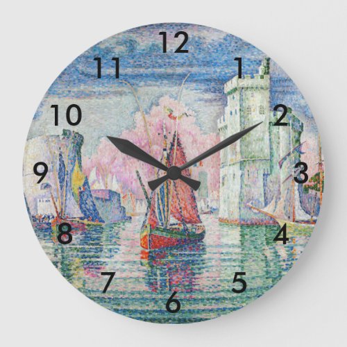 Paul Signac _ Entrance of La Rochelle Harbor Large Clock