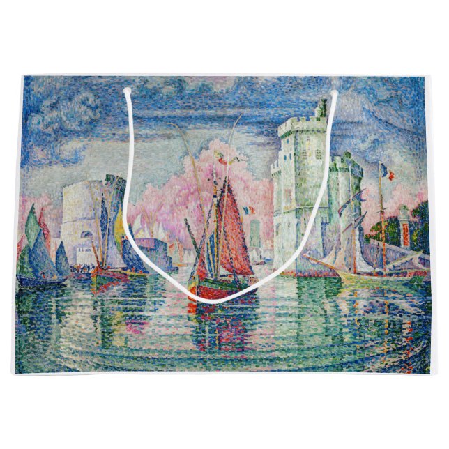 Paul Signac - Entrance of La Rochelle Harbor Large Gift Bag (Front)