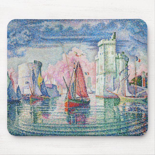 Paul Signac - Entrance of La Rochelle Harbor Mouse Pad (Front)