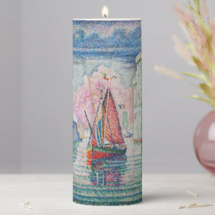 Paul Signac - Entrance of La Rochelle Harbor Pillar Candle