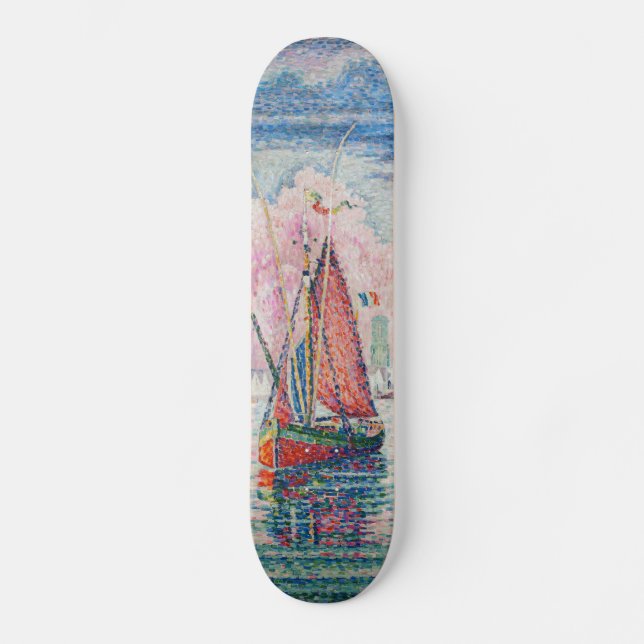Paul Signac - Entrance of La Rochelle Harbor Skateboard (Front)