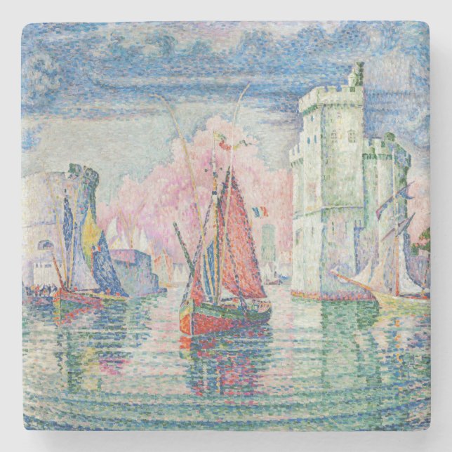 Paul Signac - Entrance of La Rochelle Harbor Stone Coaster (Front)