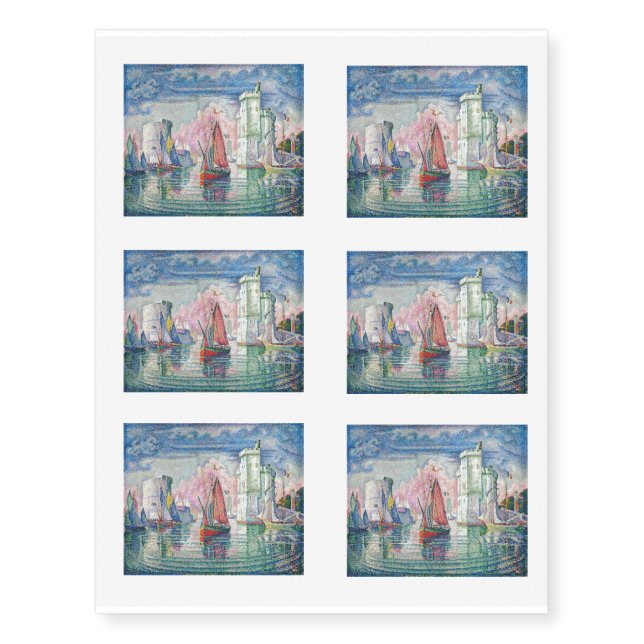 Paul Signac - Entrance of La Rochelle Harbor Temporary Tattoos (Front)