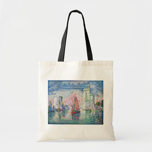 Paul Signac - Entrance of La Rochelle Harbor Tote Bag (Front)