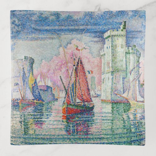 Paul Signac _ Entrance of La Rochelle Harbor Trinket Tray