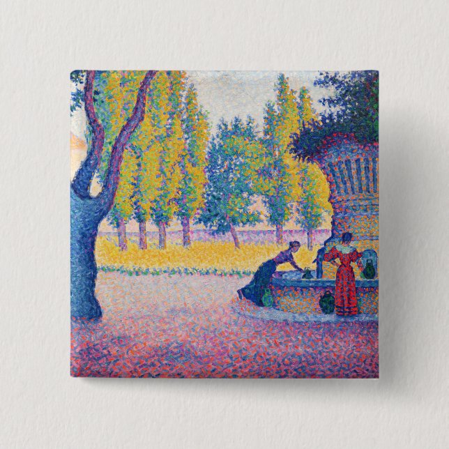 Paul Signac - Fountain des Lices, Saint-Tropez Button (Front)