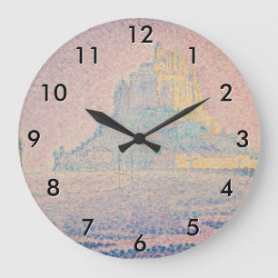 Paul Signac - Mont Saint Michel, Fog and Sun Large Clock