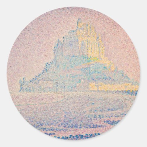 Paul Signac _ Mount Saint Michel Fog and Sun Classic Round Sticker