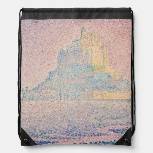 Paul Signac _ Mount Saint Michel Fog and Sun Drawstring Bag