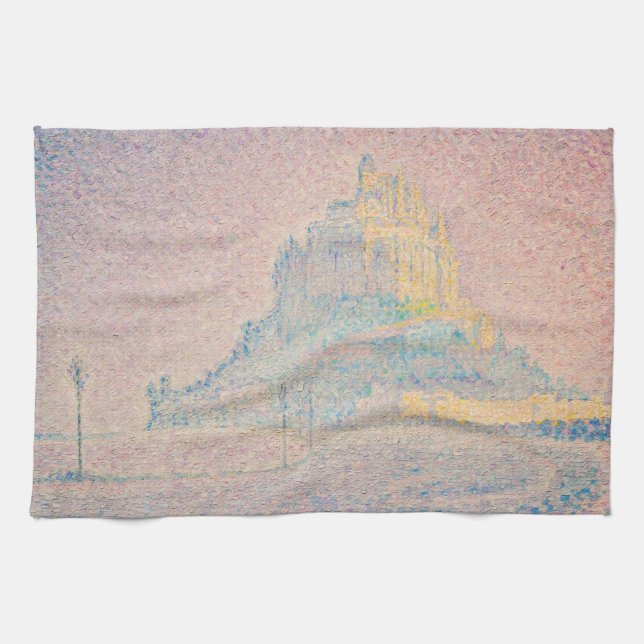 Paul Signac - Mount Saint Michel Fog and Sun Kitchen Towel (Horizontal)