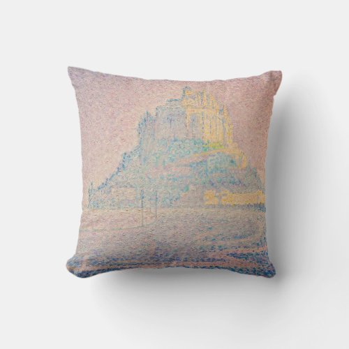 Paul Signac _ Mount Saint Michel Fog and Sun Throw Pillow