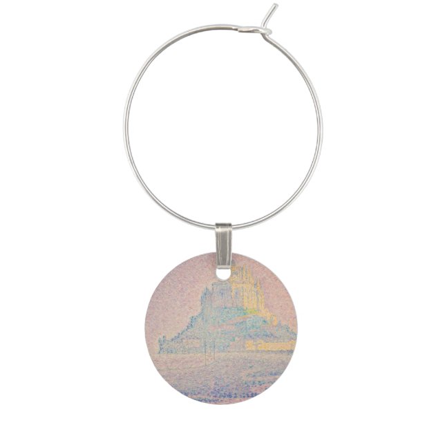 Paul Signac - Mount Saint Michel Fog and Sun Wine Charm (Front)
