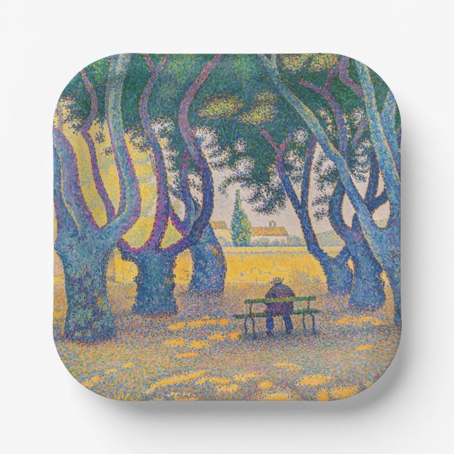 Paul Signac - Place des Lices, Saint-Tropez Paper Plates (Front)
