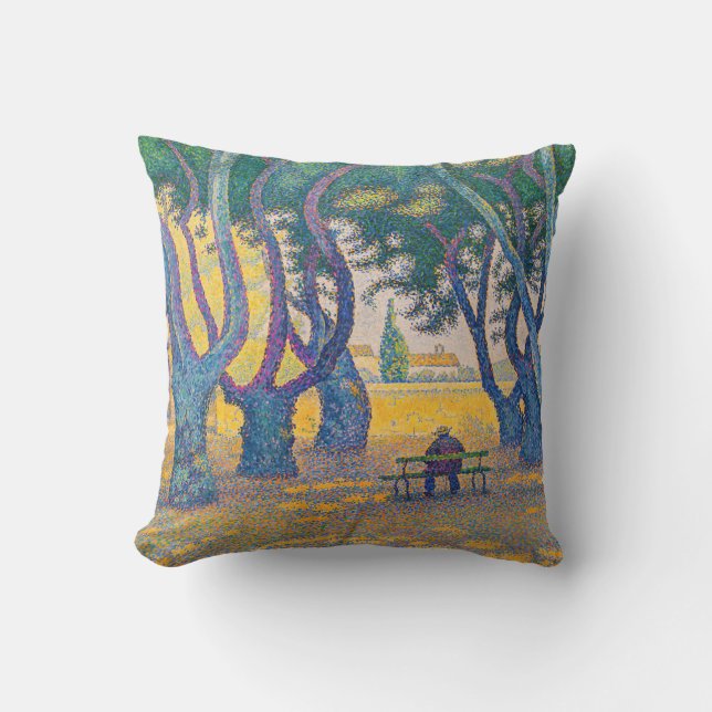 Paul Signac - Place des Lices, Saint-Tropez Throw Pillow (Front)