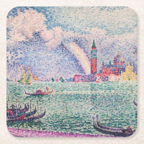 Paul Signac _ Rainbow Venice Square Paper Coaster