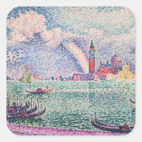 Paul Signac _ Rainbow Venice Square Sticker