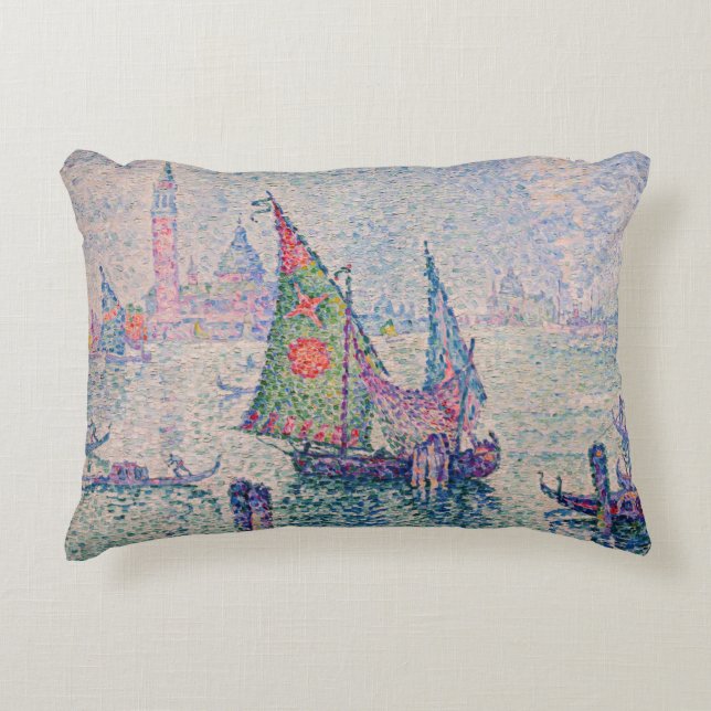 Paul Signac - The Green Sail Accent Pillow (Front)