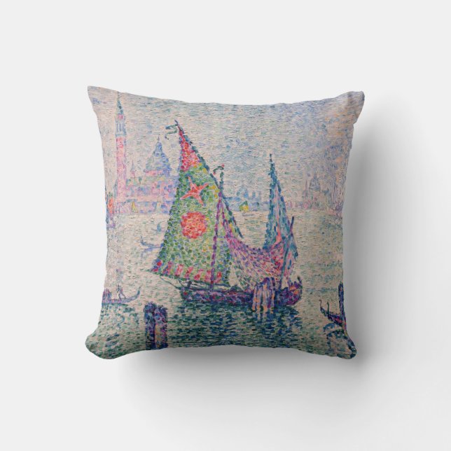 Paul Signac - The Green Sail Throw Pillow (Front)