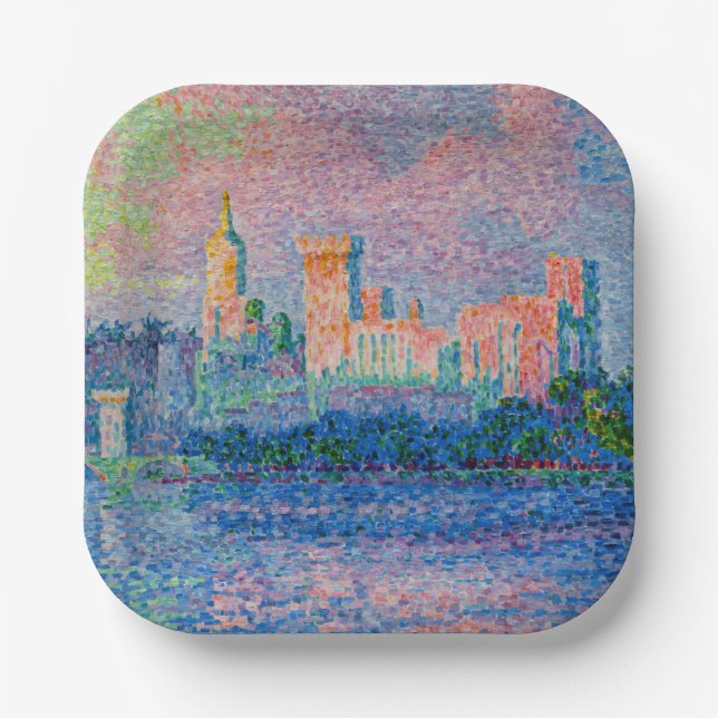 Paul Signac - The Papal Palace, Avignon Paper Plates (Front)