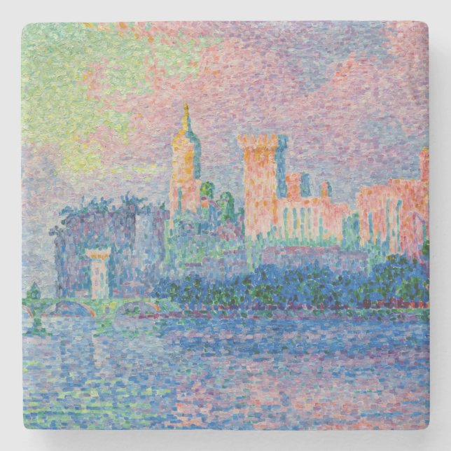 Paul Signac - The Papal Palace, Avignon Stone Coaster (Front)