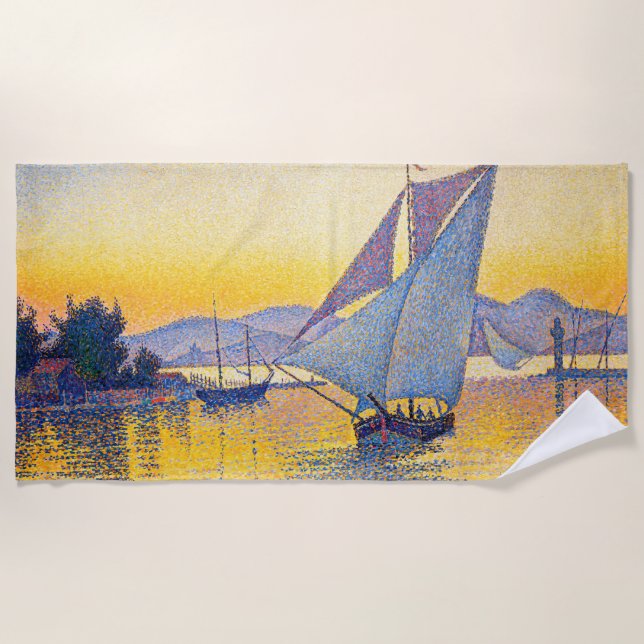 Paul Signac - The Port at Sunset, Opus 236 Beach Towel (Front)