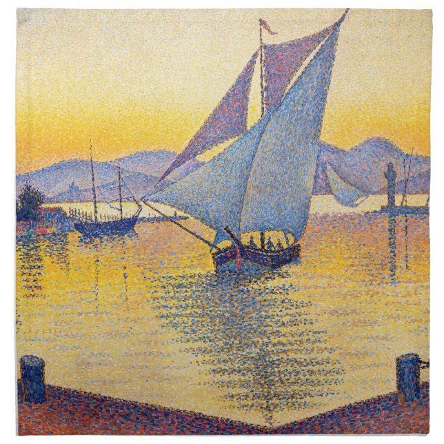 Paul Signac - The Port at Sunset, Opus 236 Cloth Napkin (Front)
