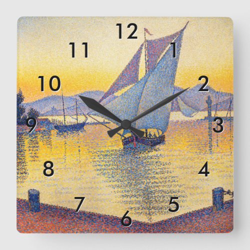 Paul Signac _ The Port at Sunset Opus 236 Square Wall Clock