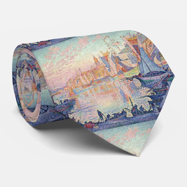 Paul Signac, “ The Port of Saint-Tropez ” Neck Tie (Rolled)