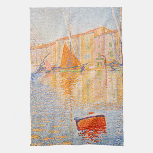 Paul Signac - The Red Buoy, Saint-Tropez Kitchen Towel (Vertical)