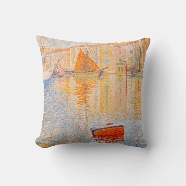 Paul Signac - The Red Buoy, Saint-Tropez Throw Pillow (Front)