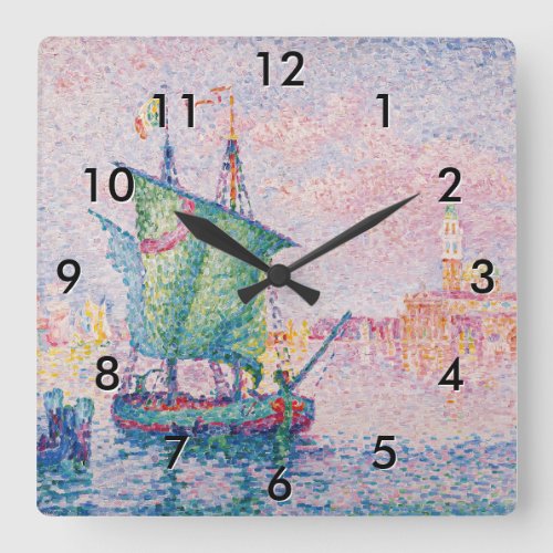 Paul Signac _ Venice The Pink Cloud Square Wall Clock