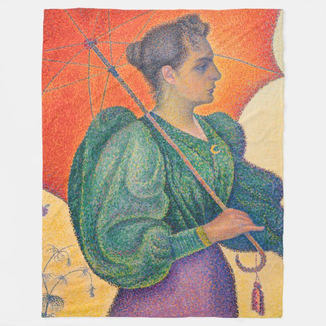 Paul Signac - Woman with a Parasol Fleece Blanket (Front)