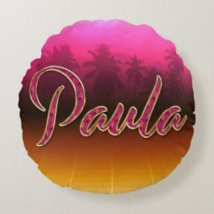 Paula first name name golden pink pillow