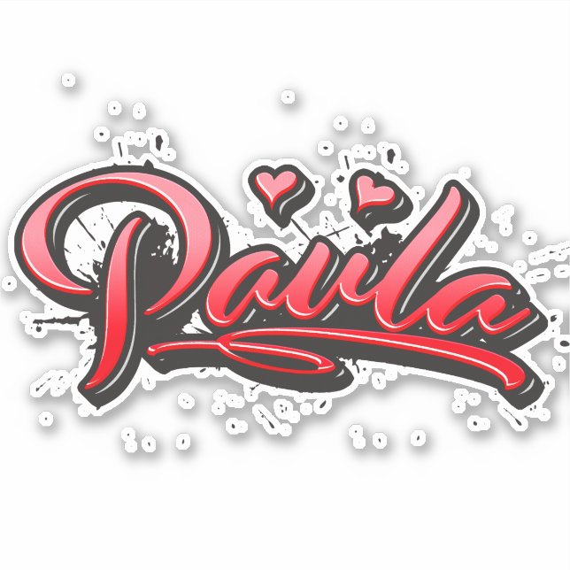 Paula red Heart Graffiti Sticker (Front)