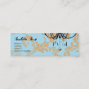 Paulette Paris Aqua Damask Chandelier Mini Business Card