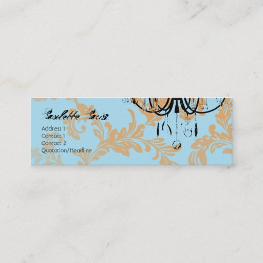 Customizable Paulette Paris Aqua Damask Chandelier Business Card